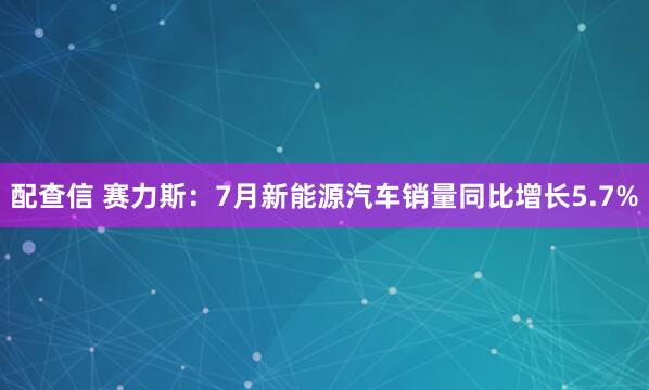 配查信 赛力斯：7月新能源汽车销量同比增长5.7%